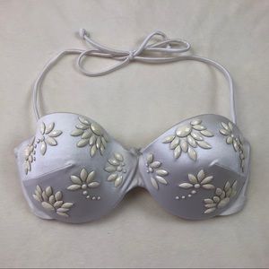 Victoria’s Secret Silky Beaded White Bathing Suit
